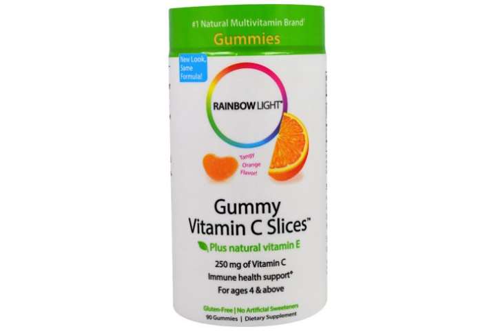 Vitamin C Gummy Slices with tart orange flavor from Rainbow Light