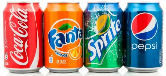 Carbonated drinks in cans