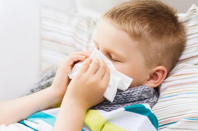 Acute respiratory viral infection in a boy