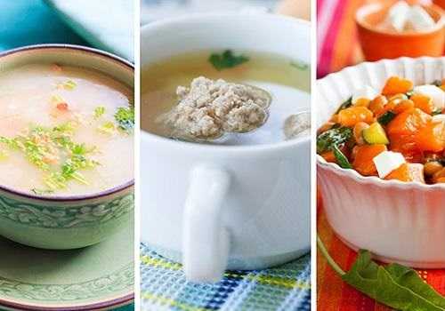 Soup, cream soup and vegetables